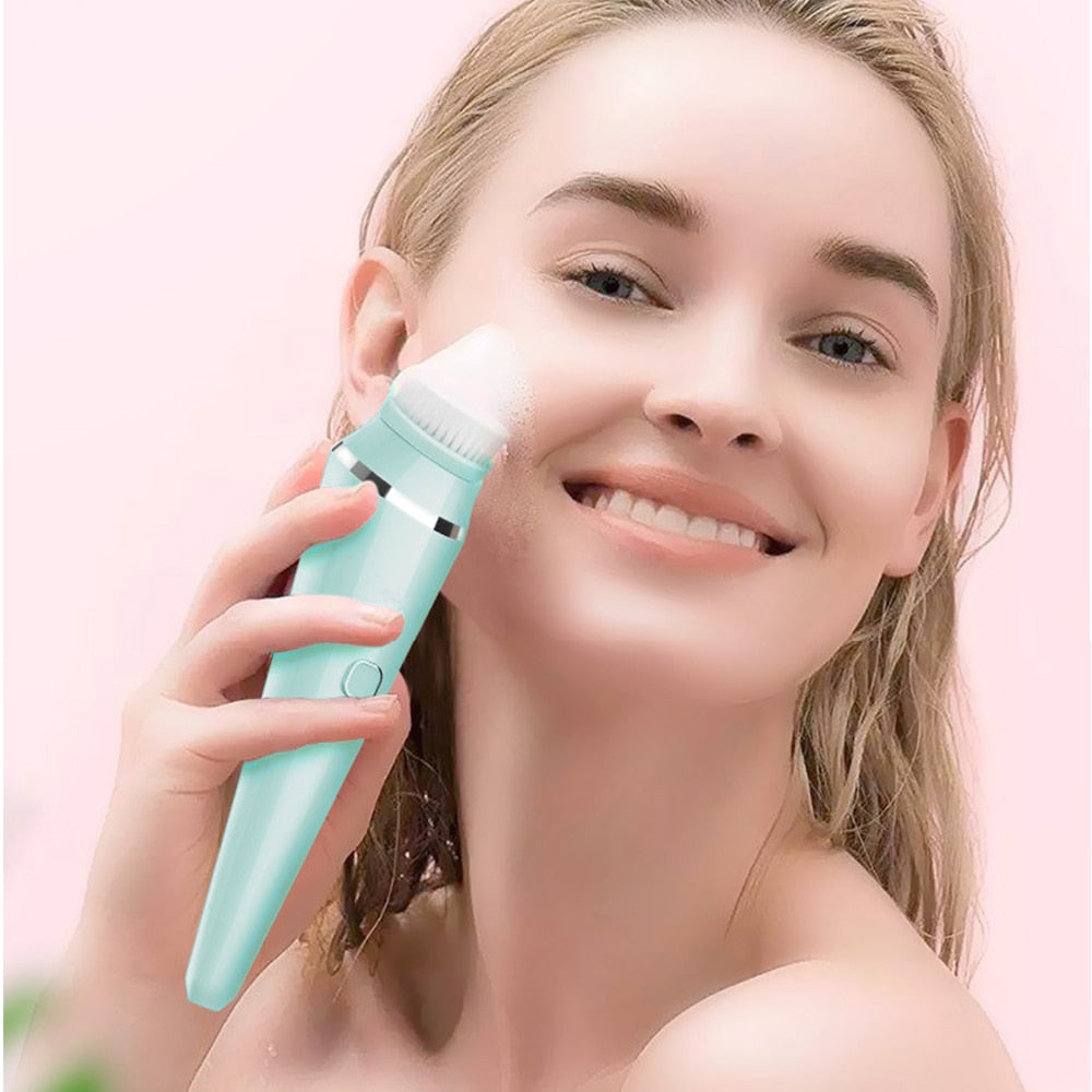 4 IN 1 Electric Face Deep Cleansing Brush Spin Pore Cleaner Face Wash Machine Makeup Remove Waterproof Facial Massager Skin Care - V.I.P Digital Presence