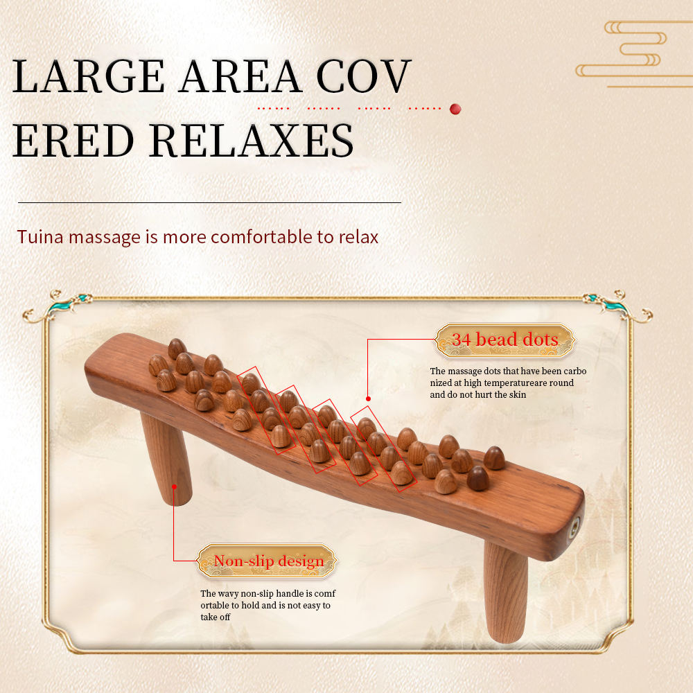 Handheld 34 Beads Home Massaging Device wood stick massage tool Body Massage Wooden Guasha Tool for Relaxation - V.I.P Digital Presence