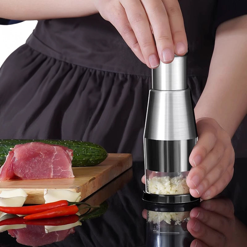 Stainless Steel Manual Kitchen Chopper (for garlic, ginger, herbs, nuts) - V.I.P Digital Presence