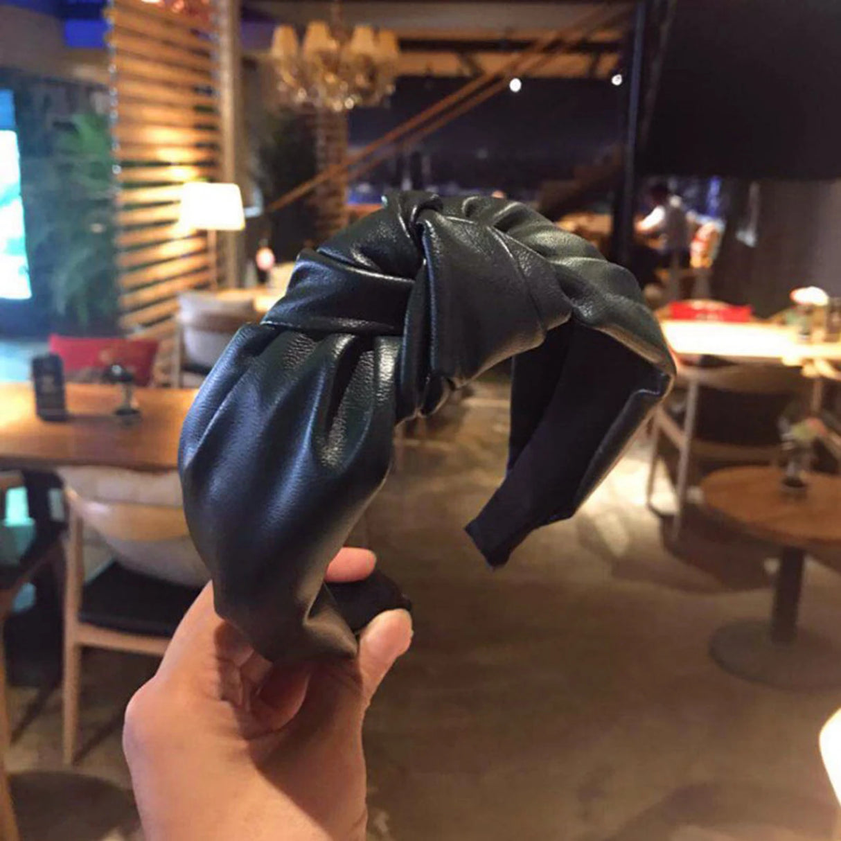 Solid color PU leather wide edge headband with smooth surface - V.I.P Digital Presence