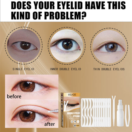 Double Eyelid Styling, Eyelet Lace Mesh Invisible Glue-Free Breathable Super Stick Long Lasting Clip Set - V.I.P Digital Presence
