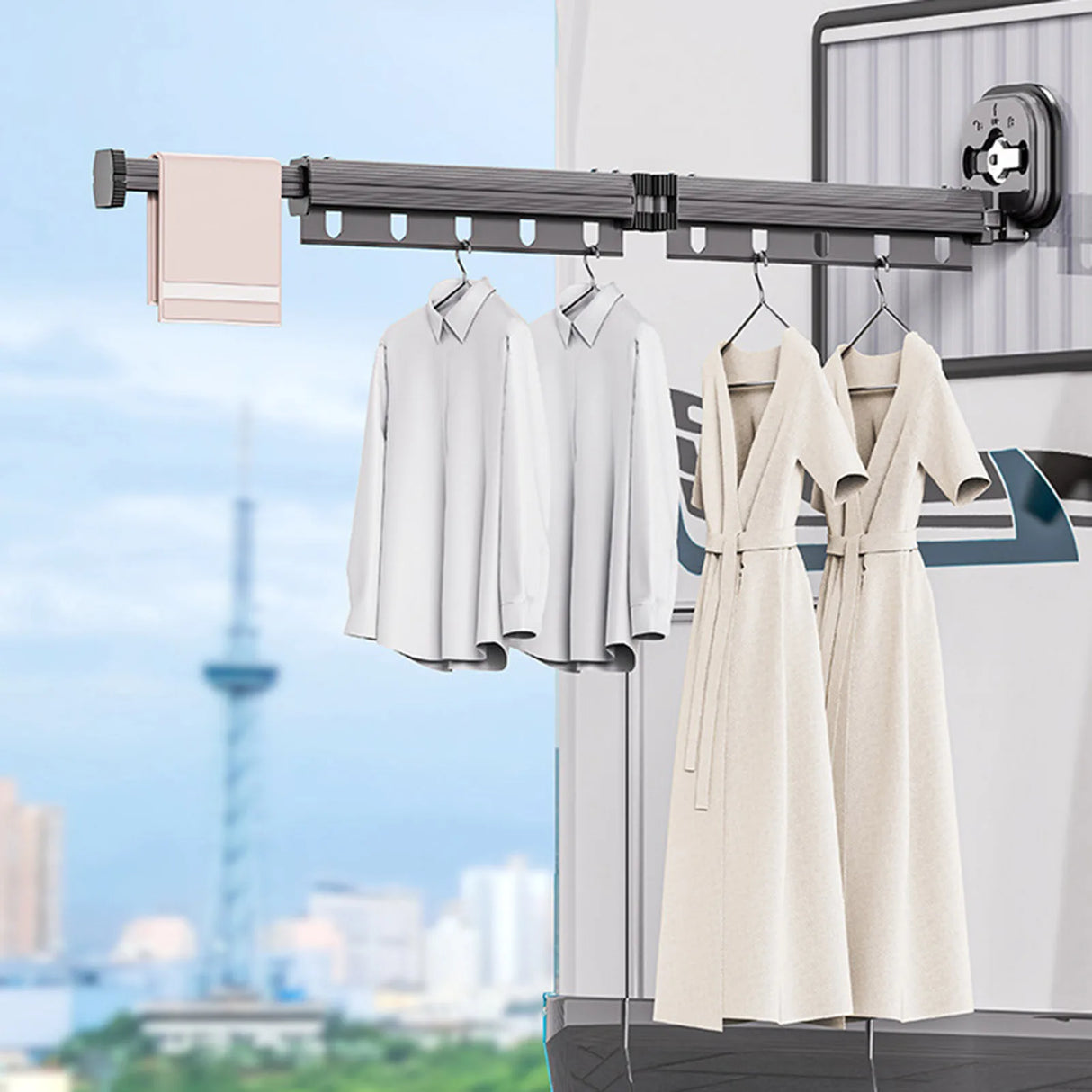 Multifunctional Retractable Fold Away Clothes Drying Hanger Space-Saving Bathrooms Usage - V.I.P Digital Presence