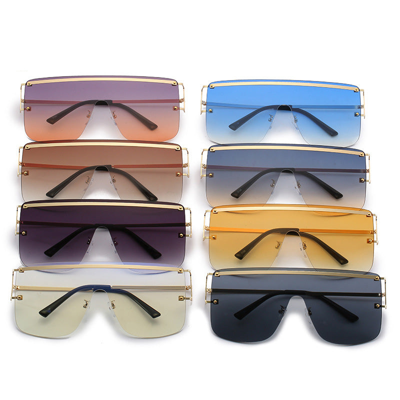New Style One Piece Sunglasses Fashion Rimless Sunglasses Women's Trendy Sunglasses