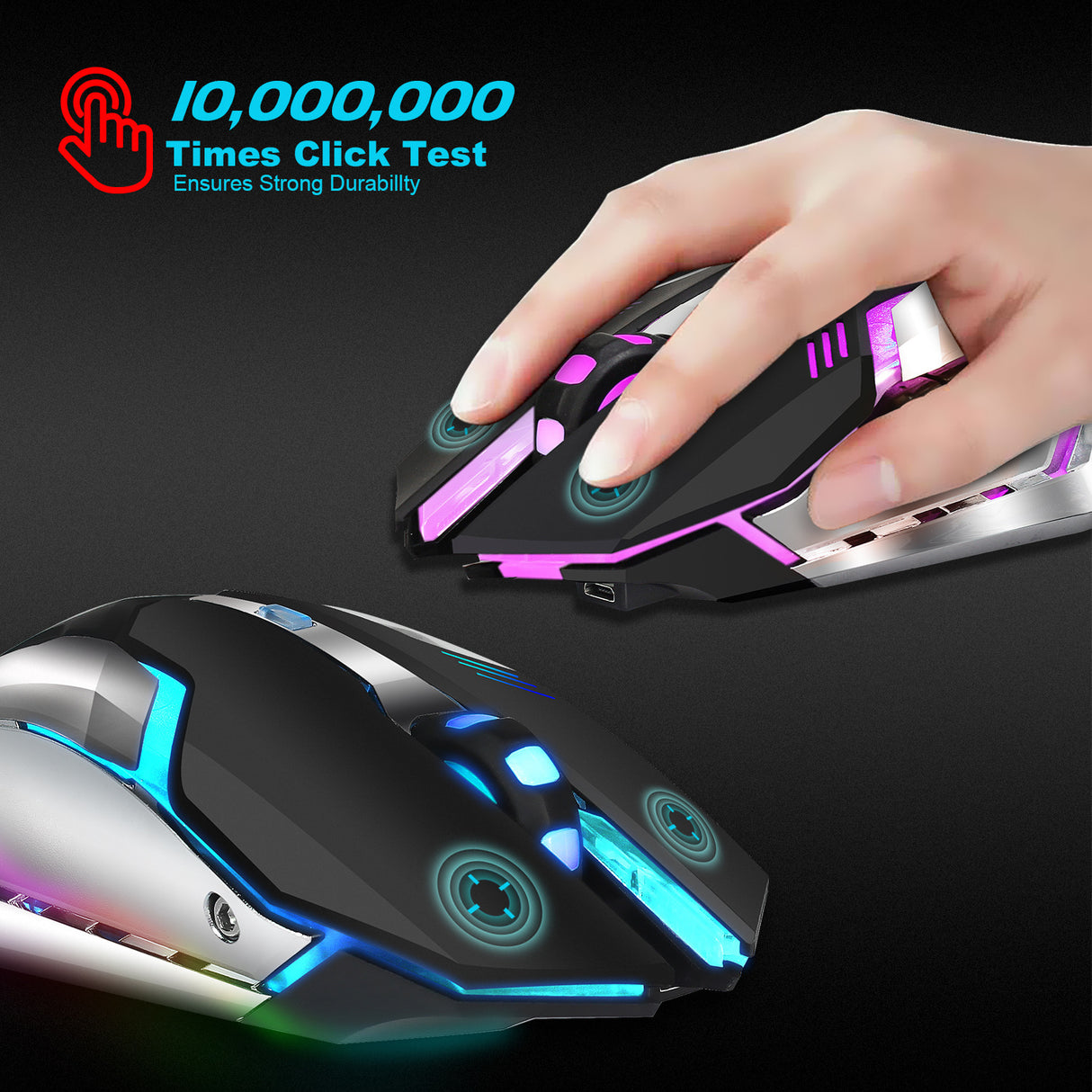 Wireless gaming mouse rechargeable 2.4G mouse with built-in 600mAh RGB illuminated business office mute mouse - V.I.P Digital Presence
