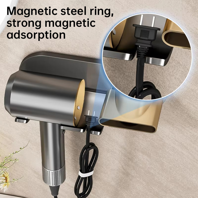 No - drill Magnetic Hair Dryer Wall Mount. Synthetic plastic, for Dyson/Leihen/Kexi. Colors: gray & white - V.I.P Digital Presence