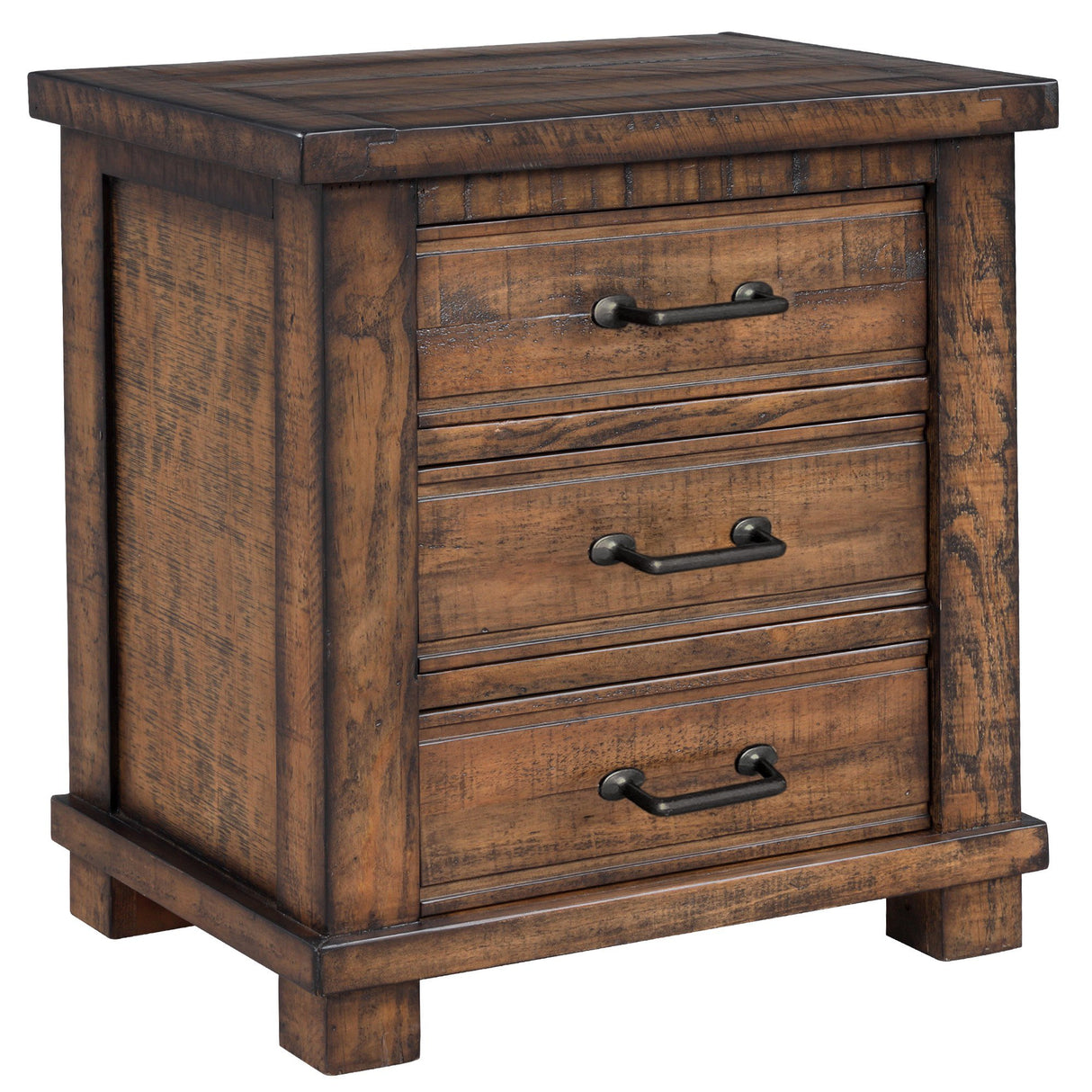 Rustic Three Drawer Reclaimed Solid Wood Framhouse Nightstand - V.I.P Digital Presence