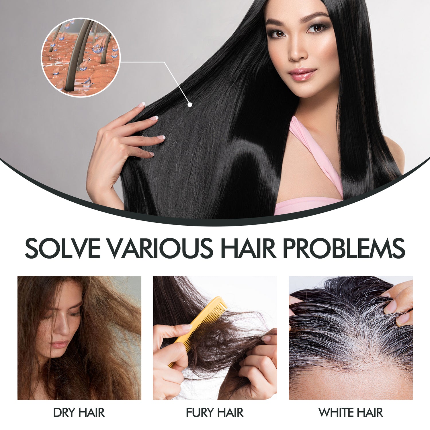 Hair Darkening Spray, Natural Black Hair Cover White Hair Smooth Shiny Moisturizing Dense Hair Conditioning Spray - V.I.P Digital Presence