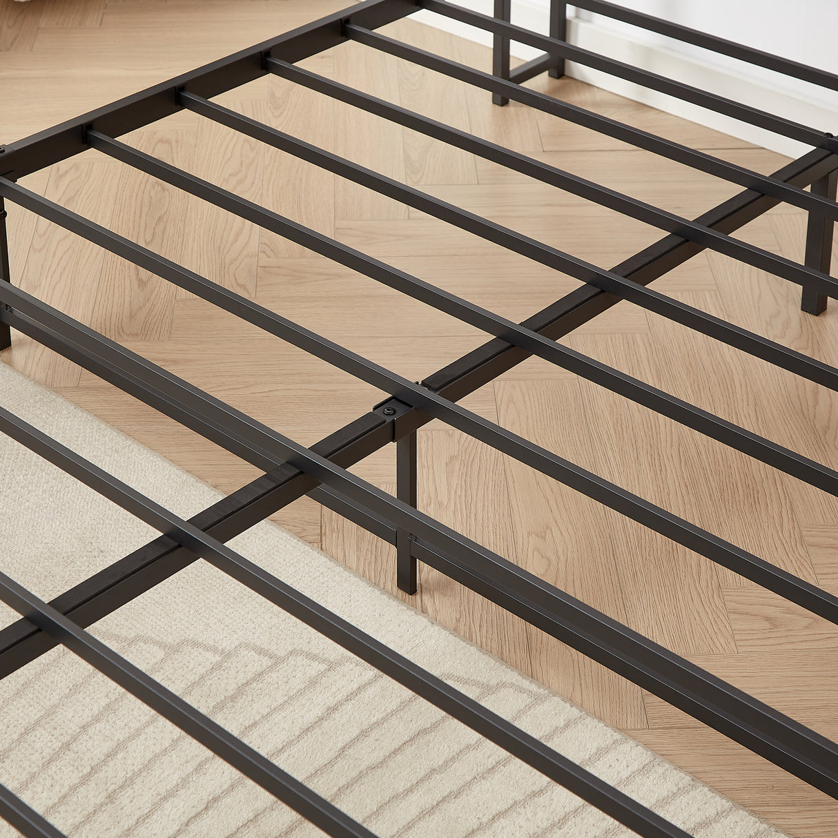 Bed frame with charging station full size, Rustic Brown, 83.1'' L x 56.1'' W x 39'' H - V.I.P Digital Presence