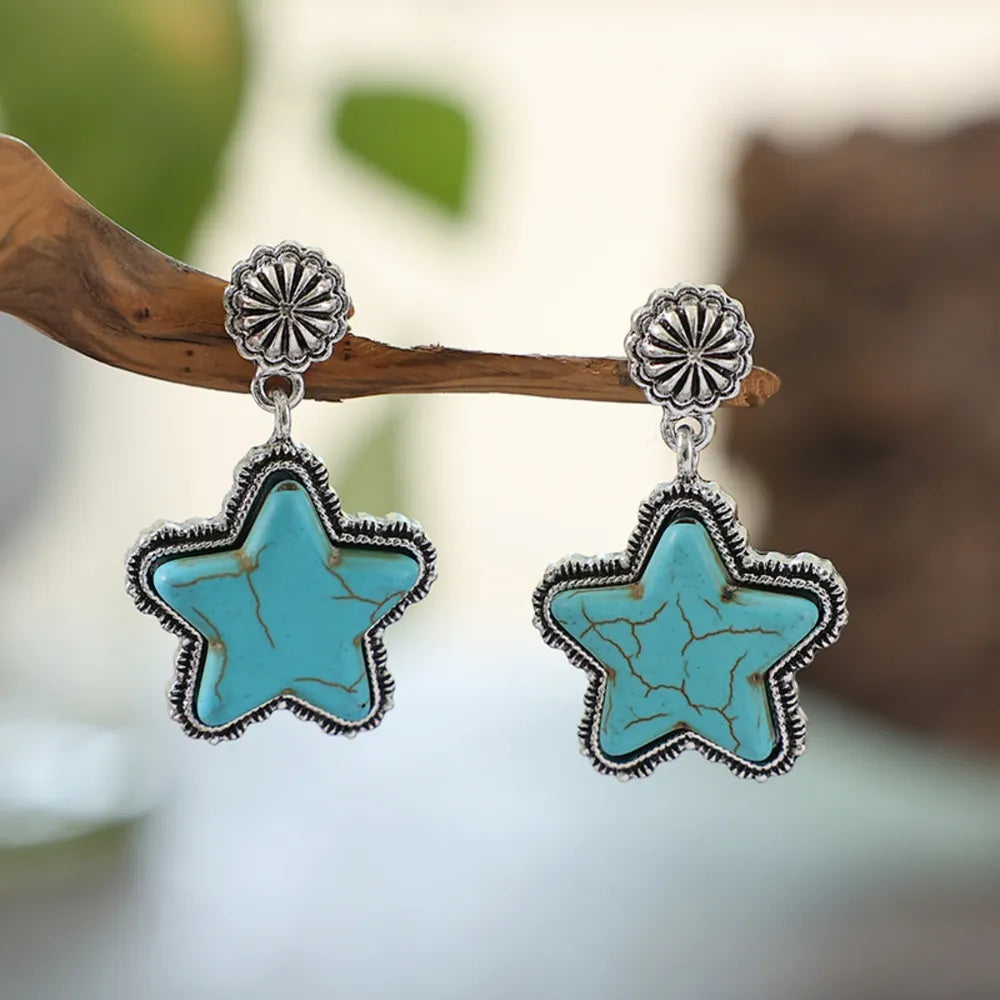 Artificial Turquoise Alloy Star Earrings - V.I.P Digital Presence