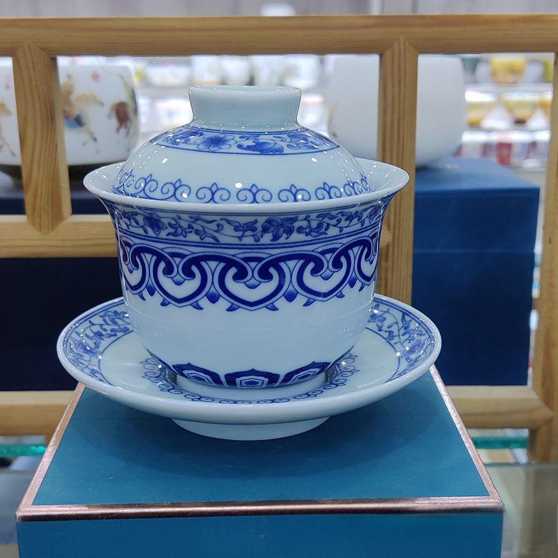 Ceramic set, three talents, covered bowl, old clay, retro kung fu tea set, tea bowl, underglaze tiger cup, Jingdezhen - V.I.P Digital Presence