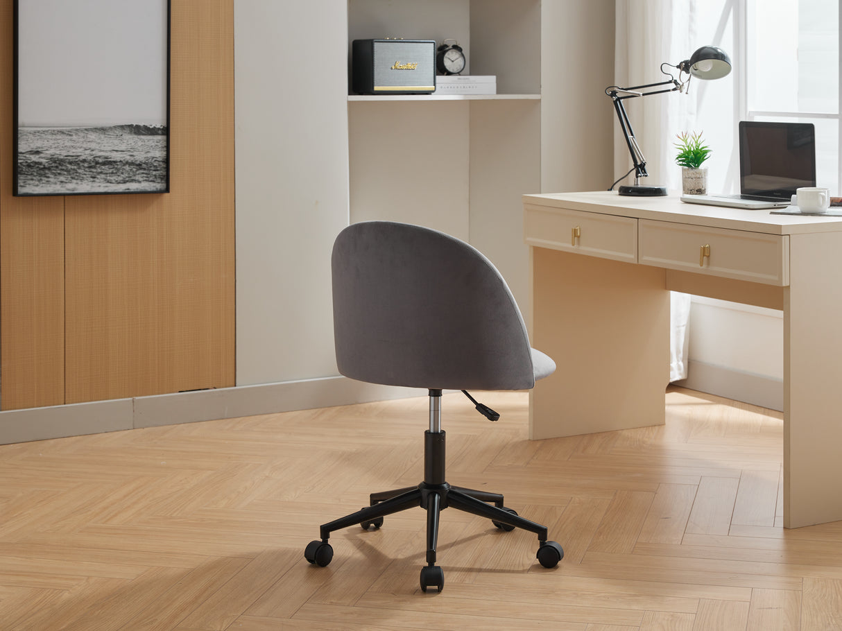 Velvet fabric office chair, mid back adjustable rotating computer chair, black legs, cushioned office chair with wheels - V.I.P Digital Presence