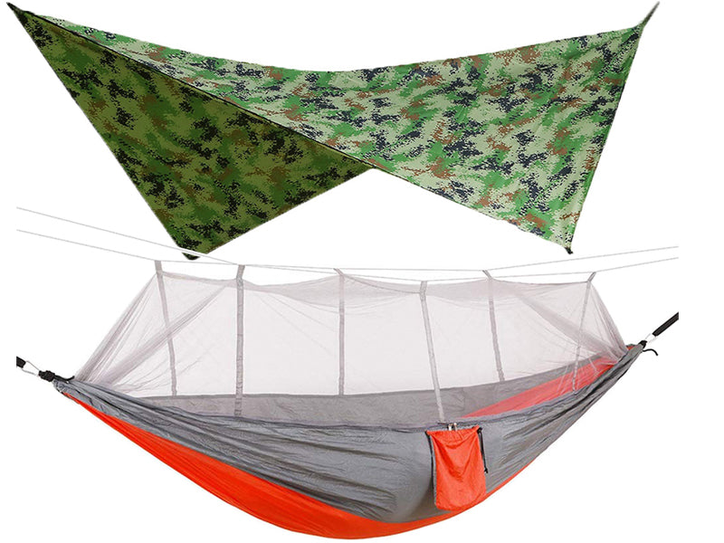 260x140cm Outdoor Double Camping Hammock with Mosquito Net and Rain Fly Tarp Lightweight Parachute Hammocks for Travel Hiking - V.I.P Digital Presence