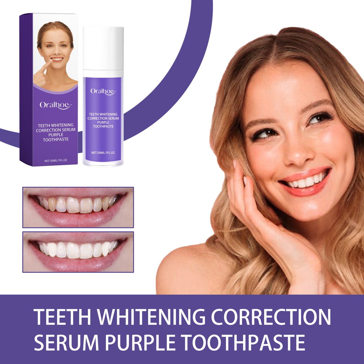 Teeth Whitening Correction Serum Purple Toothpaste, Clean Tooth Stains Brightening White Mild Gingival Care Breath Fresh And Deodorizing - V.I.P Digital Presence