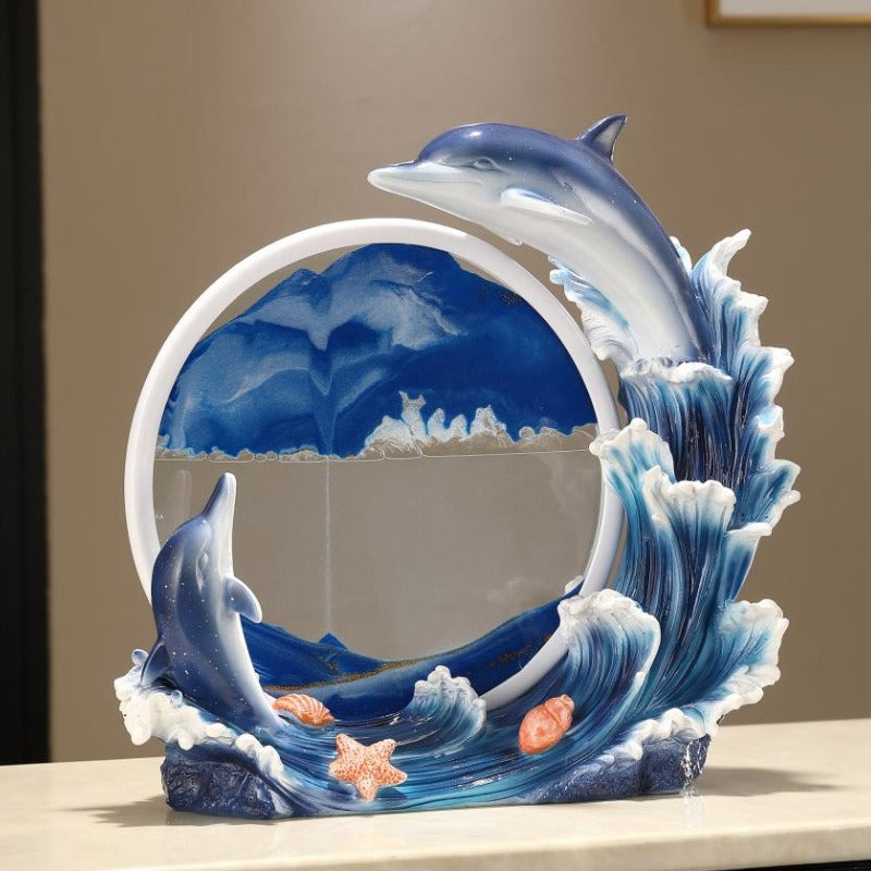 Dolphin Flowing Sand Painting Hourglass Ornament Large Living Room TV Wine Cabinet Office - V.I.P Digital Presence