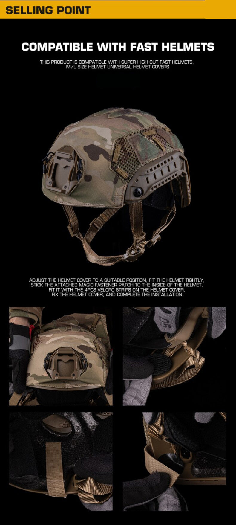 FAST SF Ultra-high Cut Camouflage Helmet Cover (Medium Size, M) - V.I.P Digital Presence