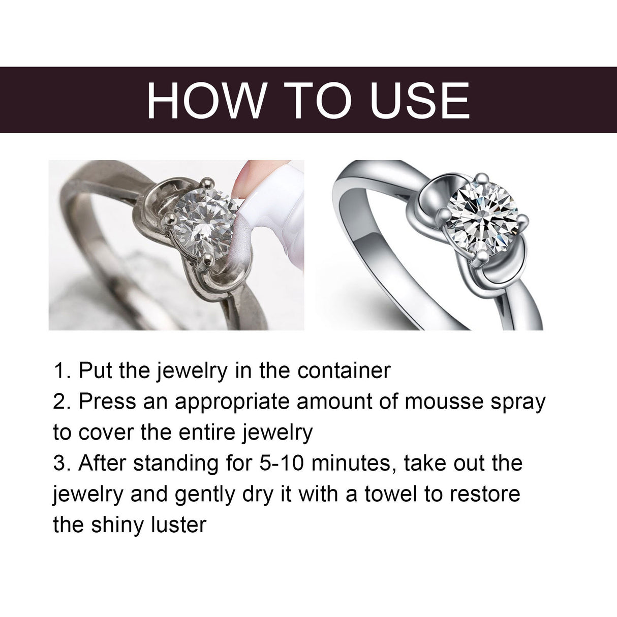 Jewelry Cleaning Mousse, Watch Band Cleaning Liquid Gold Diamond Ring Jewelry Decontamination Maintenance Cleaning Agent - V.I.P Digital Presence