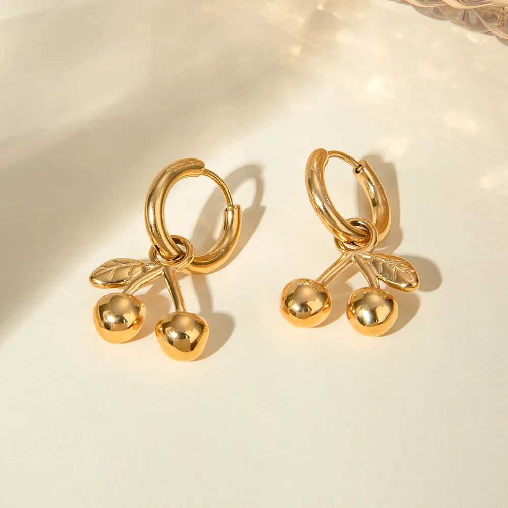 Stainless Steel Cherry Drop Earrings - V.I.P Digital Presence