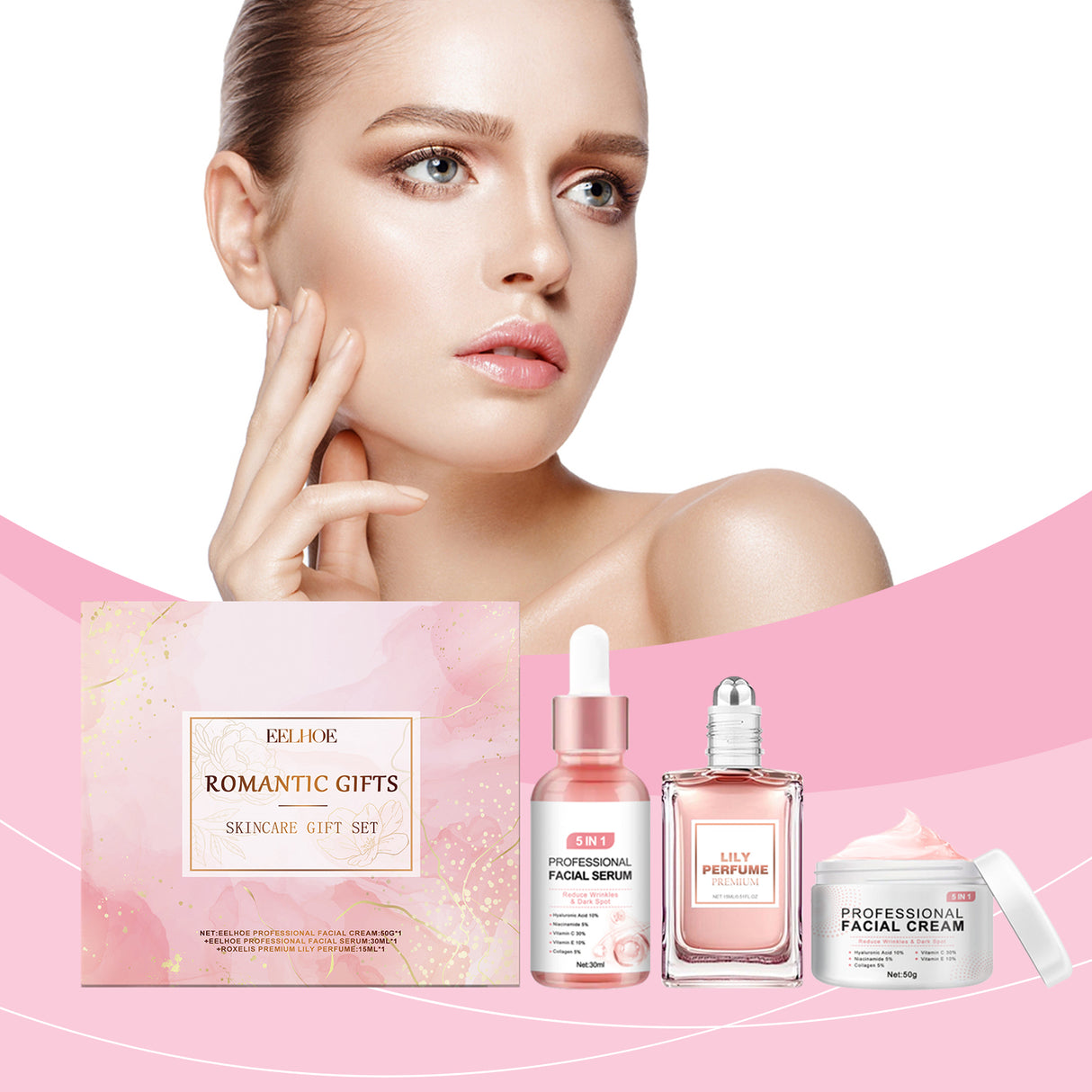 Pink Romantic Pleasure Skin Care Gift Box, Moisturizing And Moisturizing Skin Romantic Fragrance Body Care