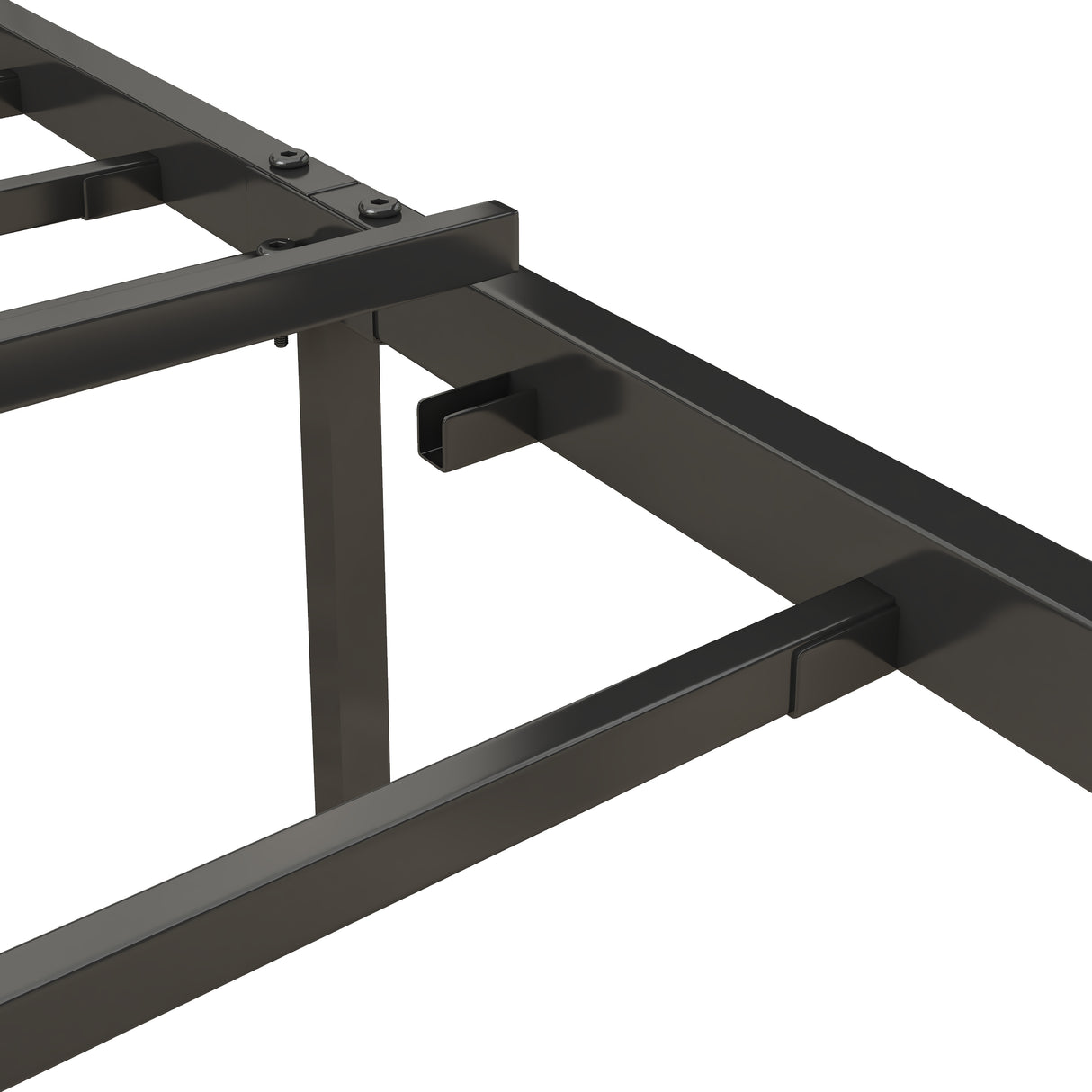 Queen Size Bed Frame with Charging Station, Upholstered Headboard, Metal Platform, Grey - V.I.P Digital Presence