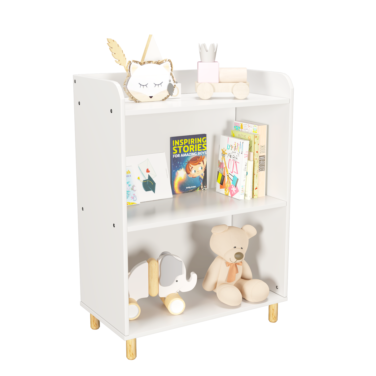 Kids 3-Tier Bookcase Children's Book Display Bookshelf Toy Storage Cabinet Organizer for Children's Room - V.I.P Digital Presence