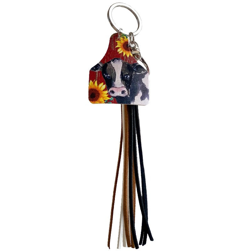 Handmade Popular Jewelry Western Farm Style Leather Keychain Cow Horse Deer Cow Brand Leather Tassels - V.I.P Digital Presence