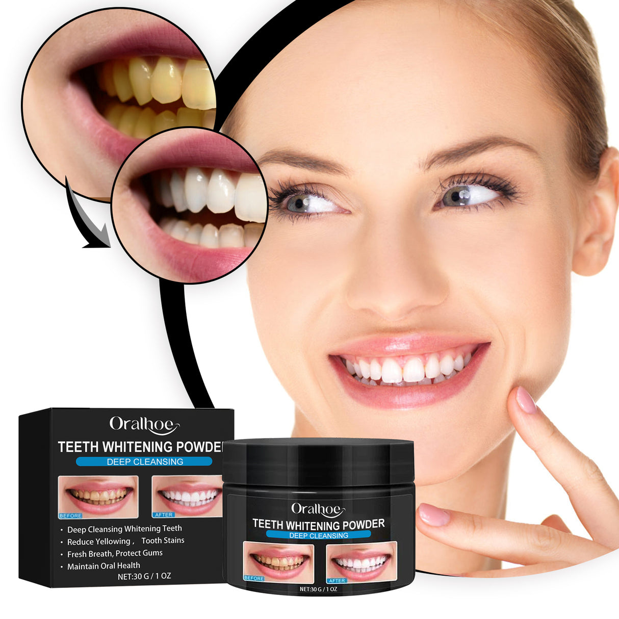 Teeth Whitening Powder, Teeth whitening beauty teeth cleaning tartar teeth yellow smoke teeth care for the mouth - V.I.P Digital Presence