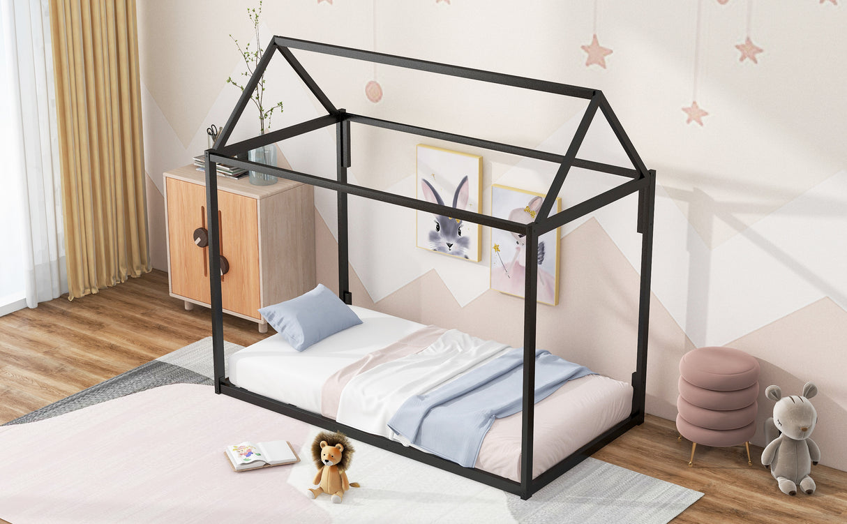 Metal House Shape Platform Bed twin