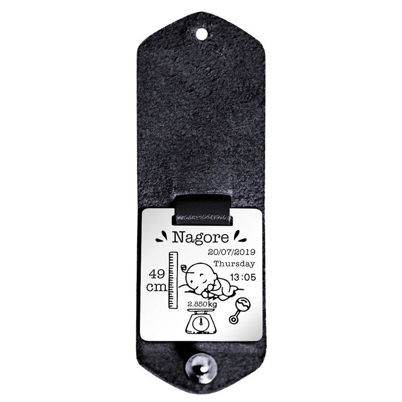 Personal Custom Customized New Baby Born Brand Commemorative Leather Stainless Steel Keychain - V.I.P Digital Presence