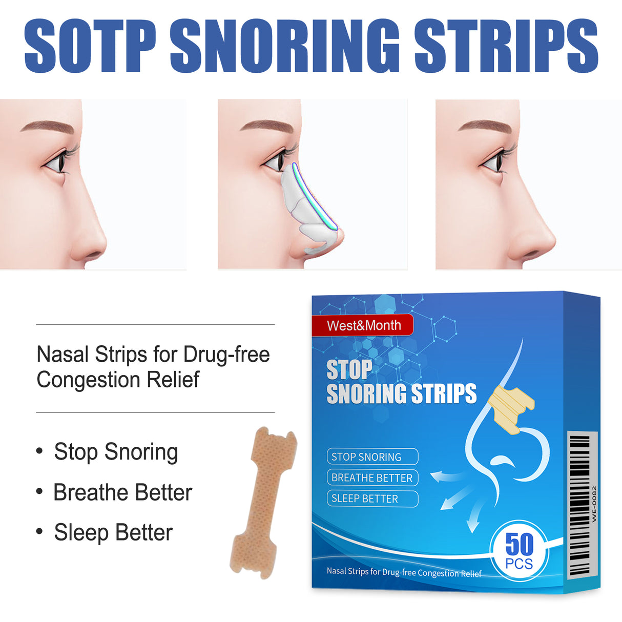 Stop Snoring Strips, Anti-snoring Dredging Respiratory Tract Anti-snoring Stop Patch Care - V.I.P Digital Presence
