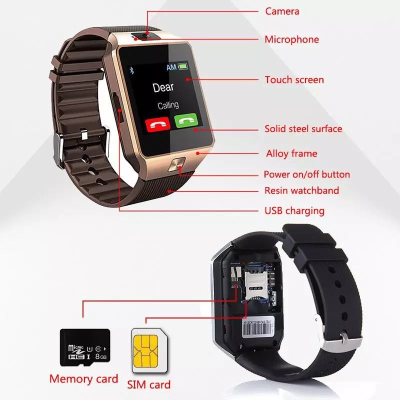 DZ09 Smart Watch Bluetooth Children's Phone Watch Touch Screen Card Multi-Language Smart Wearable Call Upgrade - V.I.P Digital Presence