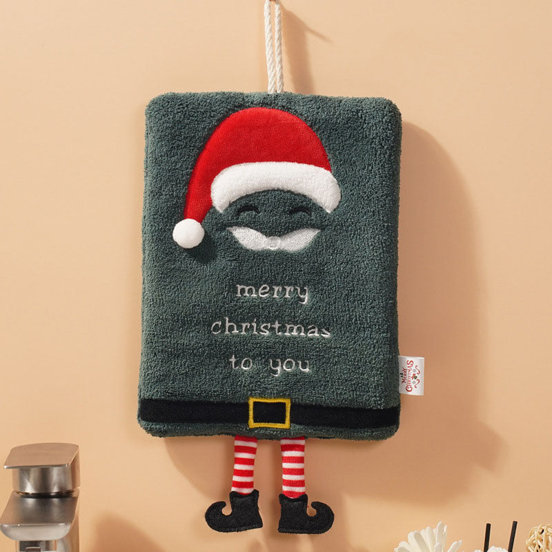 New Christmas hand towel can be hung with thick coral fleece towel, kitchen absorbent quick drying cloth, cartoon hand towel - V.I.P Digital Presence
