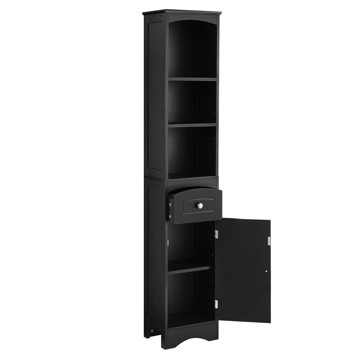 Tall Bathroom Cabinet, Freestanding Storage Cabinet with Drawer, MDF Board, Adjustable Shelf, Black - V.I.P Digital Presence