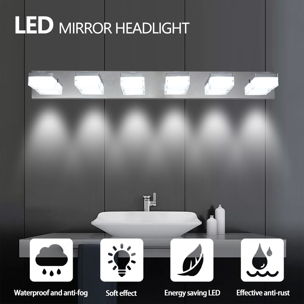 Modern 6-Light Chrome LED Vanity Mirror Light Fixture For Bathrooms And Makeup Tables - V.I.P Digital Presence