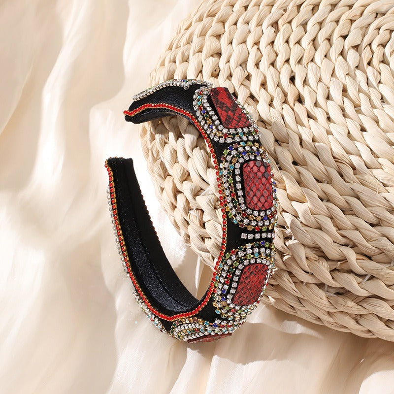 Fashionable colorful diamond sponge hair hoop women's wide brimmed Baroque hair accessories - V.I.P Digital Presence