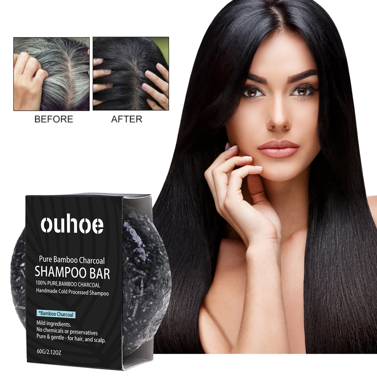 Organic Bamboo Charcoal Shampoo Bar, Deep Cleansing Scalp Strong And Strong Hair Nourishing Repair Improve Dry Shampoo Soap - V.I.P Digital Presence