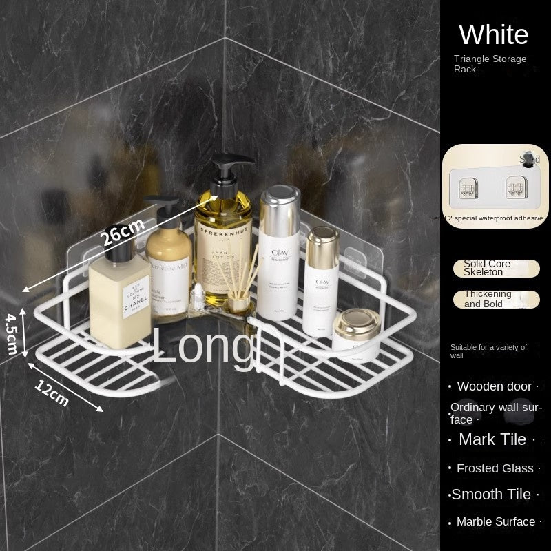 Bathroom Storage Rack Toilet Washroom Wall-Mounted Hole-Free Multi-Functional Iron Mesh Long Strip Organizer - V.I.P Digital Presence