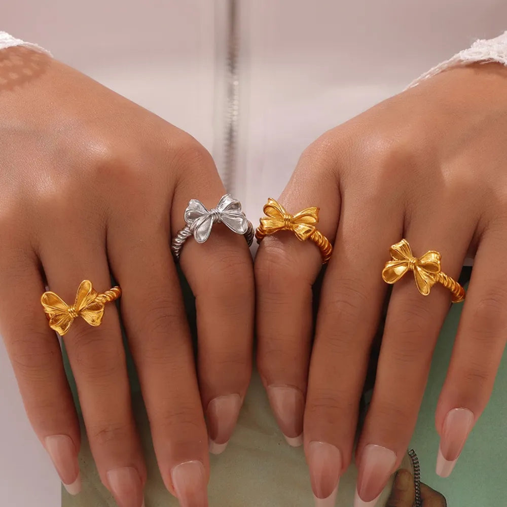 Twisted Titanium Steel Bow Ring - V.I.P Digital Presence