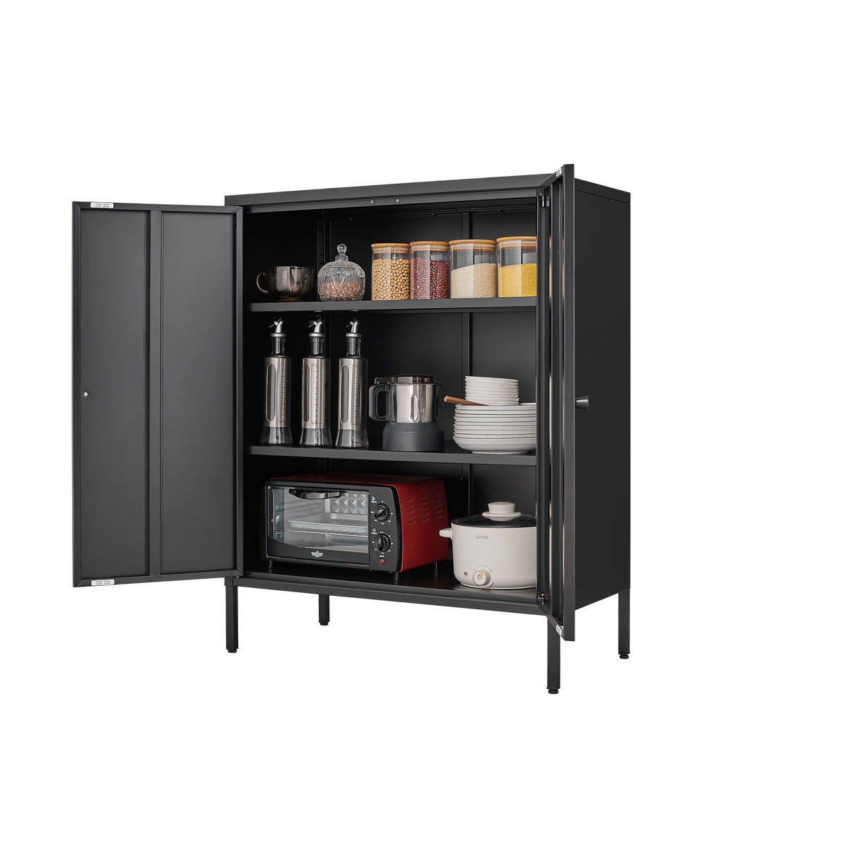 Kitchen Buffet Server Table Accent Sideboard Cupboard Server Buffet Console Table with Doors Cabinet - V.I.P Digital Presence