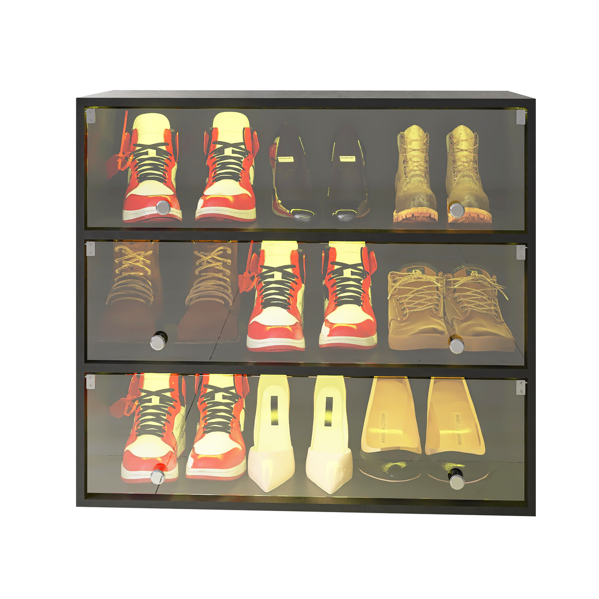 LED light shoe box three layers with glass doors - V.I.P Digital Presence