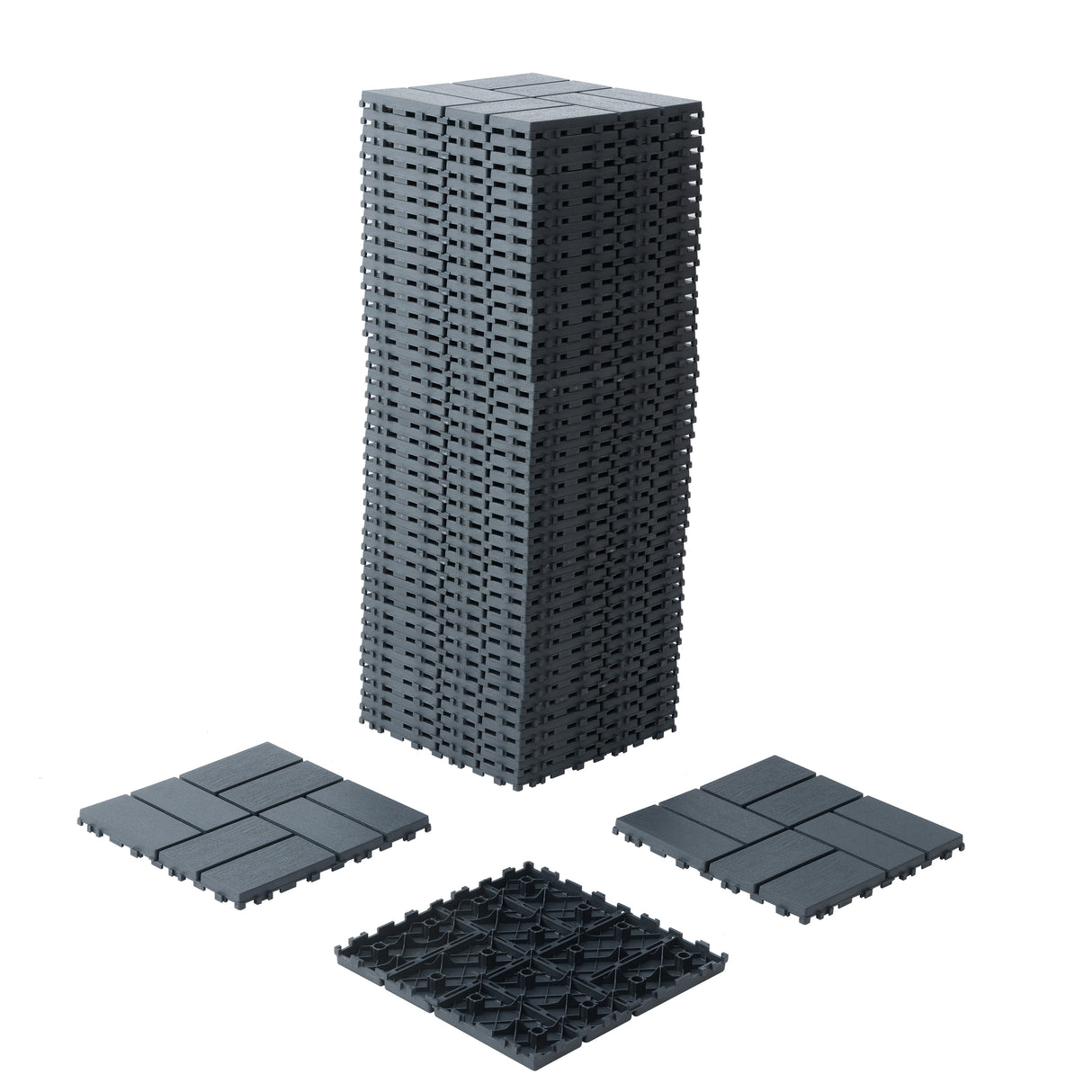 Plastic interlocking deck tiles, 44 terrace deck tiles, 12 "x12" square waterproof terrace floor tiles, gray - V.I.P Digital Presence
