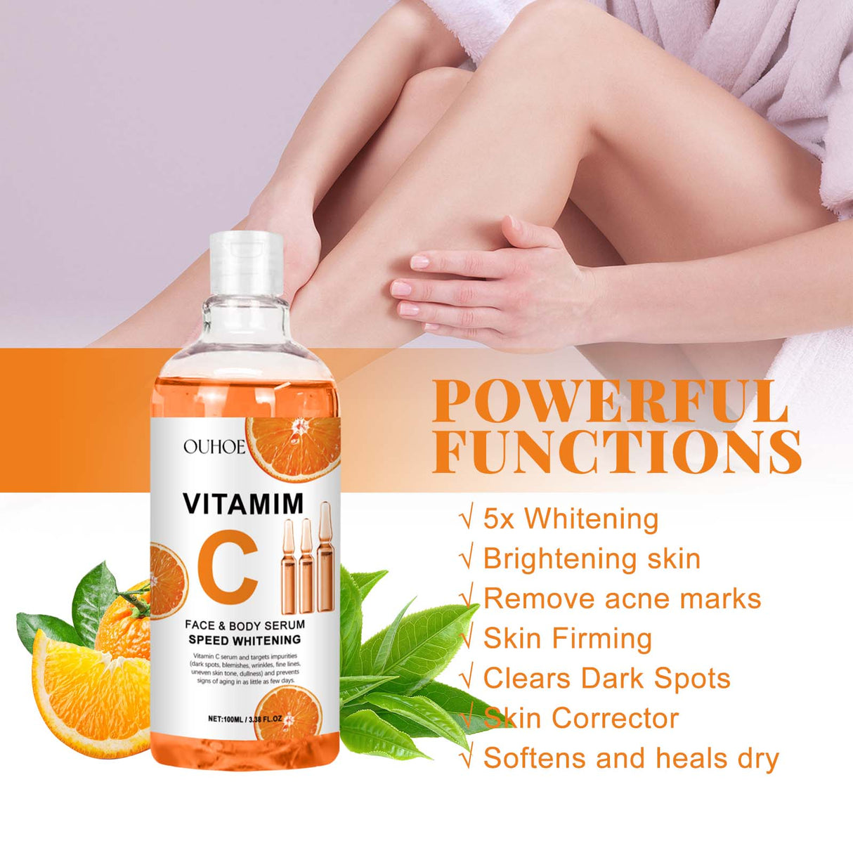 Vitamim C Face Body Serum, Repair Nourish Skin Filling Water Carry Bright Tight Anti-Wrinkle Fine Lines - V.I.P Digital Presence