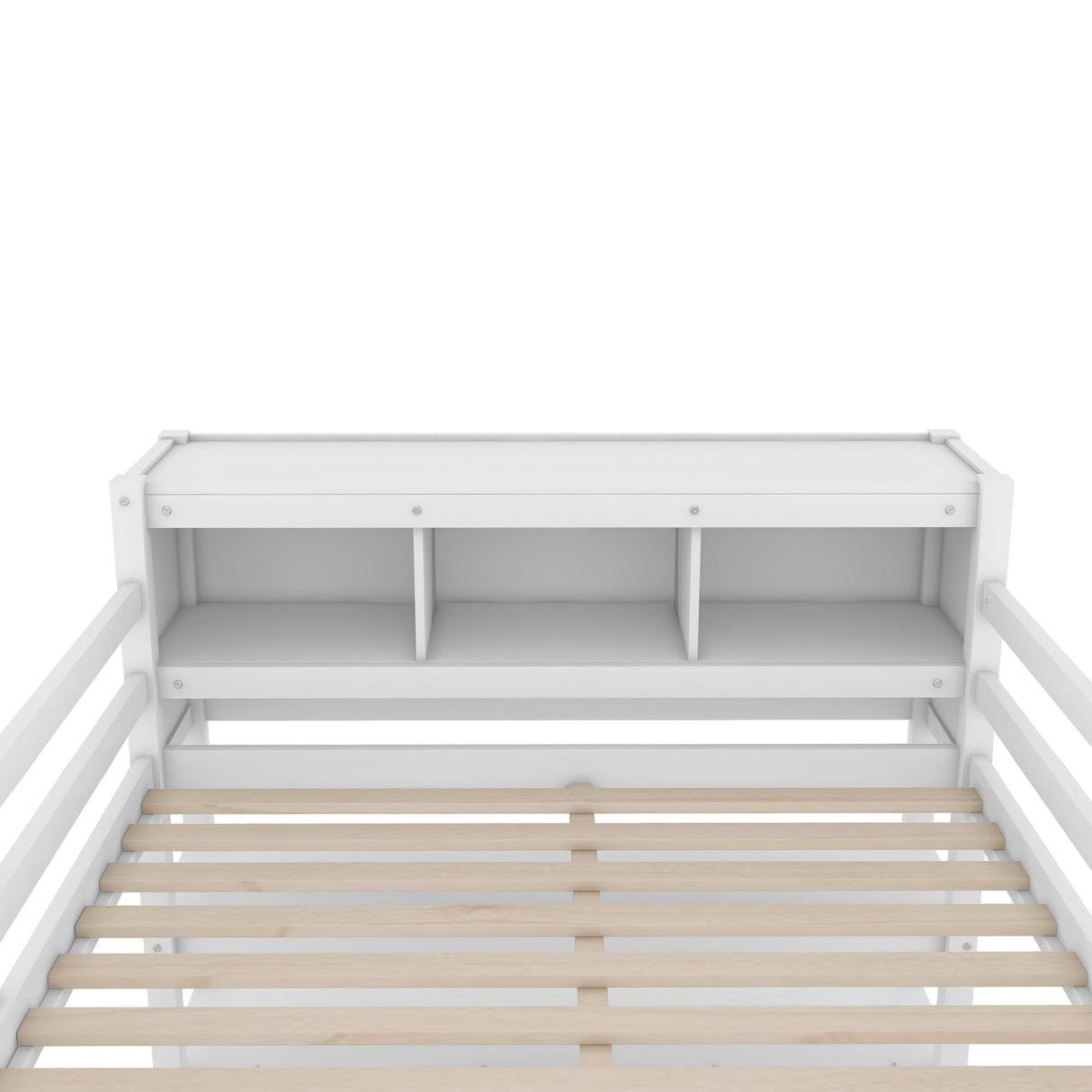 Wood Loft Bed with Cabinet and Bookshelf, Full Size Loft with Wardrobe and Desk for Kids,White - V.I.P Digital Presence