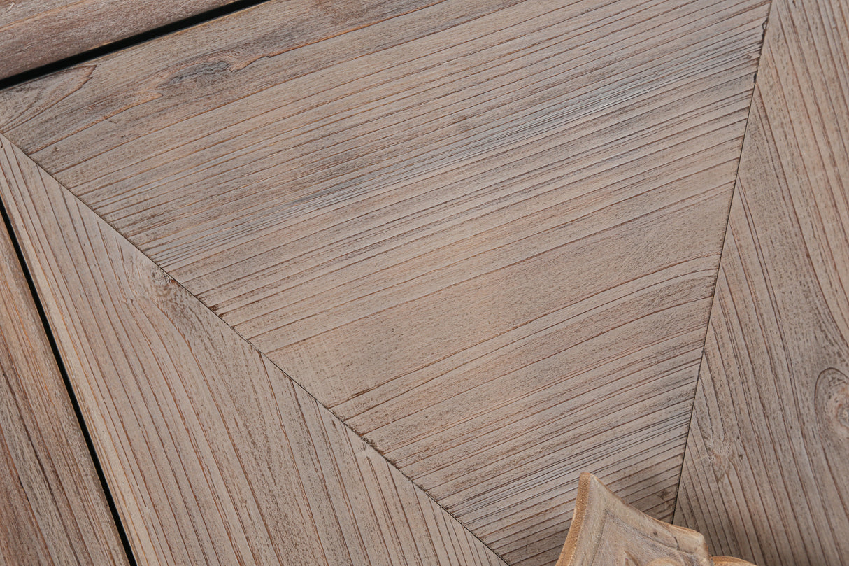 Carved Flower Door Handle, Antique Four Door Cabinet for Living Room Kitchen Hallway (Brown) - V.I.P Digital Presence