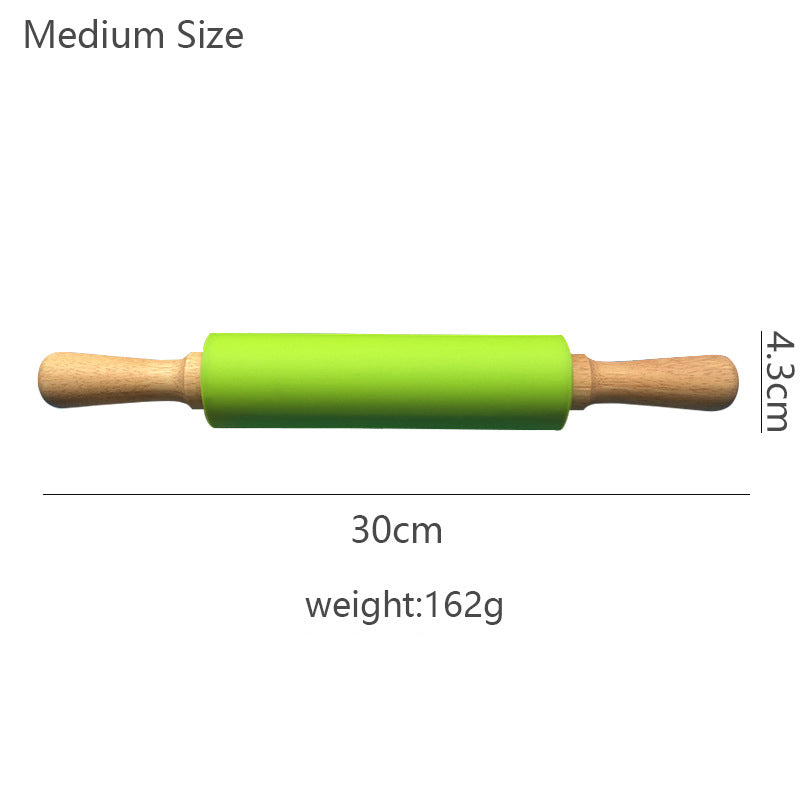 Wooden Handle Silicone Rolling Pin Rolling Pin Roller Flour Pin Small Medium And Large Household Baking Tools And Kitchenware - V.I.P Digital Presence