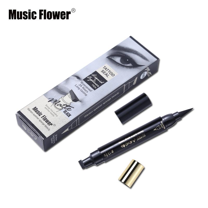 Music Flower Brand Eyes Makeup Tattoo Seal Liquid Eyeliner Pen Waterproof Matte Black Stamp Wanton Eye Liners 24HR Long-lasting - V.I.P Digital Presence