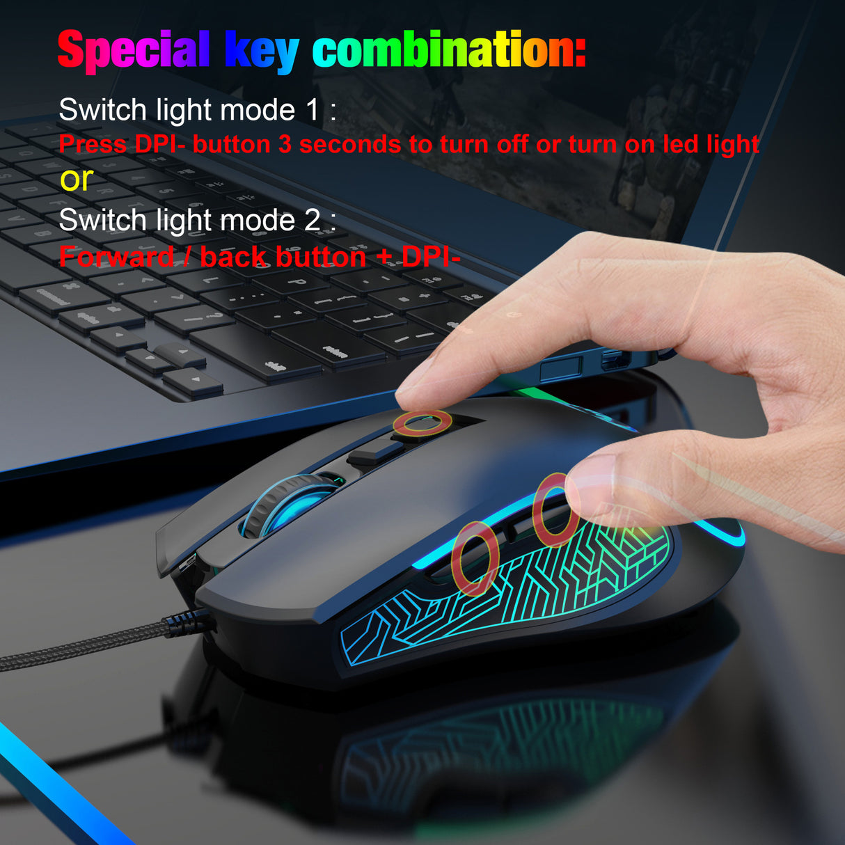 X100 wired gaming mouse with colorful glowing e-sports office mouse adjustable 3600dpi - V.I.P Digital Presence