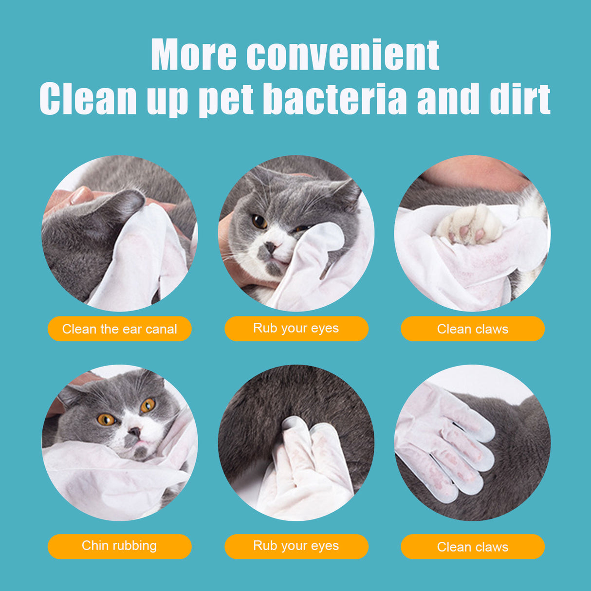 Pet Herbal Gloves, Cleaning Wipes No-Bath No-Wash Non-Woven Gloves For Feline Handling - V.I.P Digital Presence