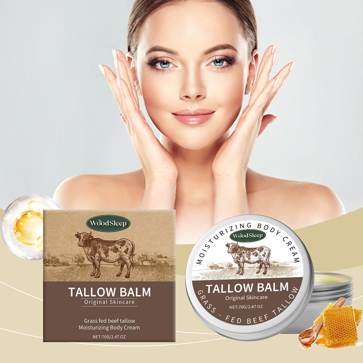 Tallow Moisturizing And Soothing Face Cream Butter Honey Moisturizing Cream Hydrating Cream Skin Lotion