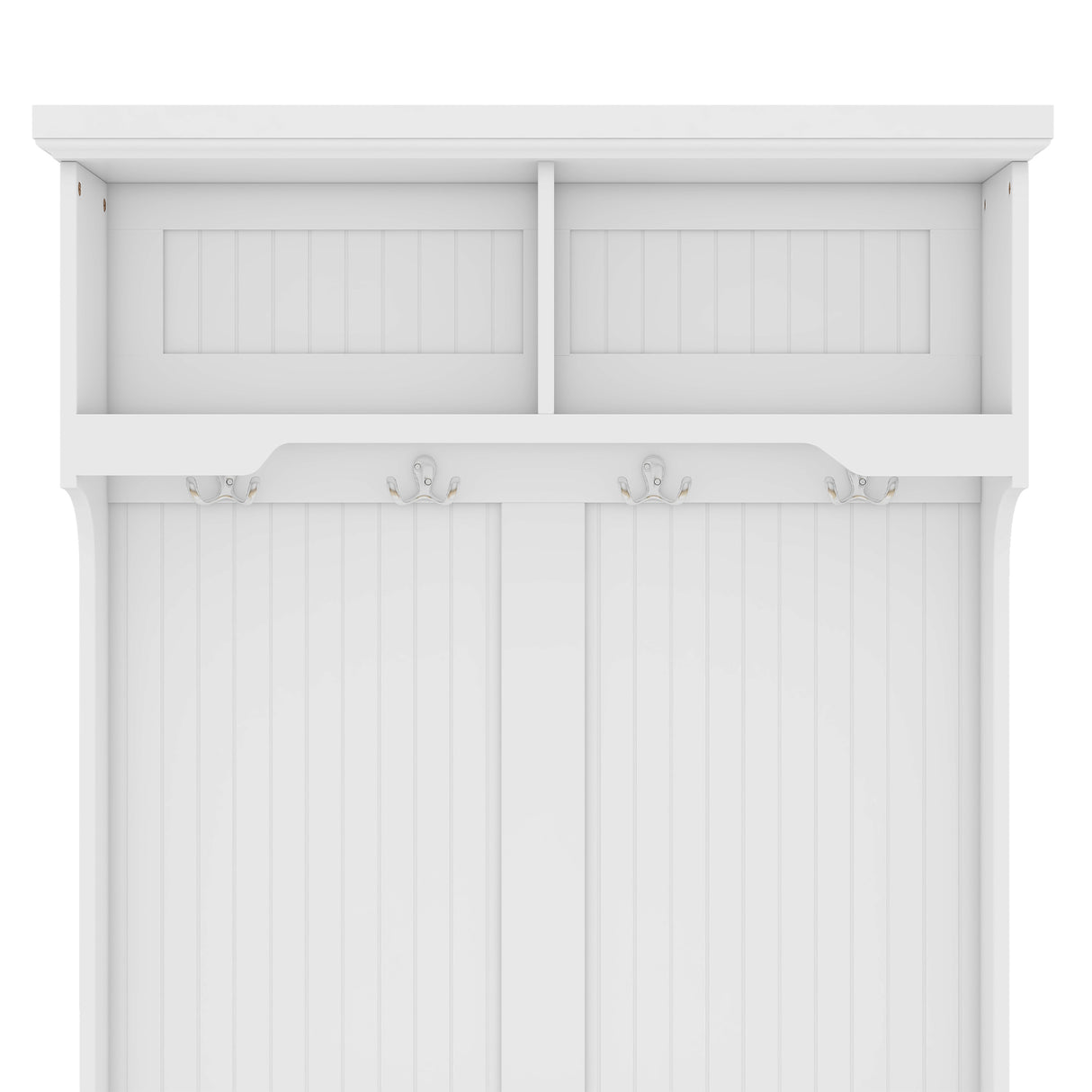Hall Tree with Storage Shoe Bench for Entryway and Hallway, 4-in-1 Design Coat Racks with 4 Hooks for Living Room, White - V.I.P Digital Presence