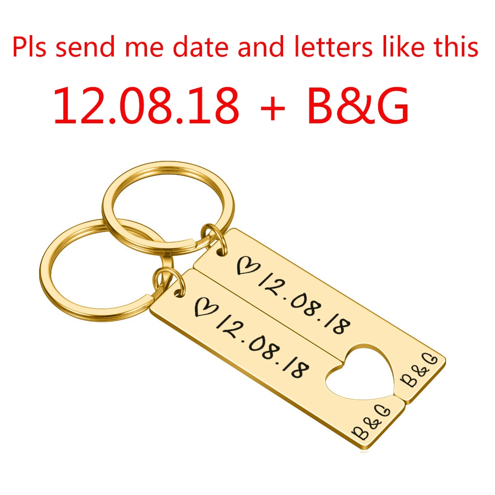 Personalized Heart Keychain Set Engraved King Date and Name Love Keyring Gift for Couples Girlfriend Boyfriends Key Chain Rings - V.I.P Digital Presence